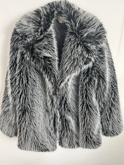 Plus Size Faux Fur Long Coat – Women’s Winter Thick Fluffy Jacket