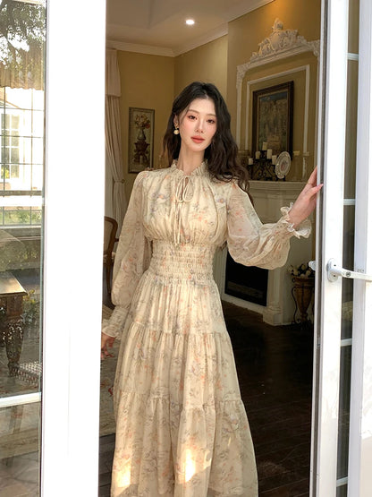 Trendy Women’s Beach Dress – Bohemian Long Sleeve Chiffon Dress
