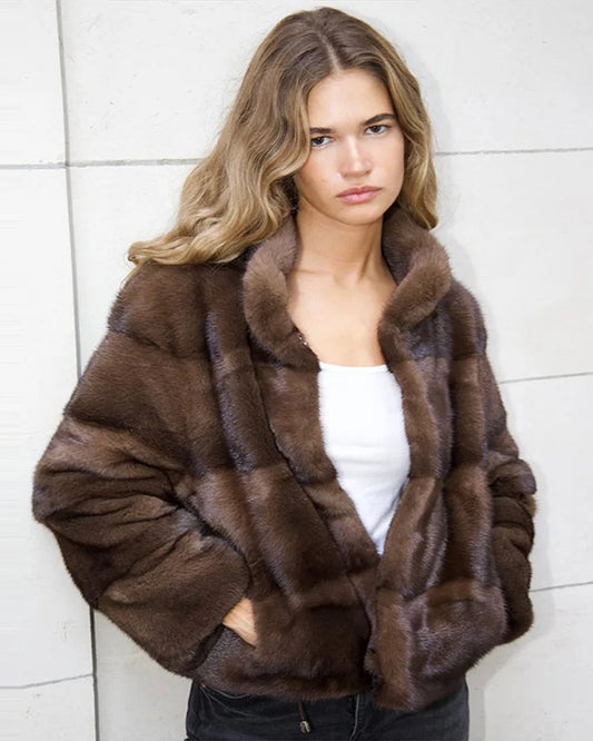 Brown Real Fur Coat – 6-Way Convertible Multi-Length Women’s Overcoat