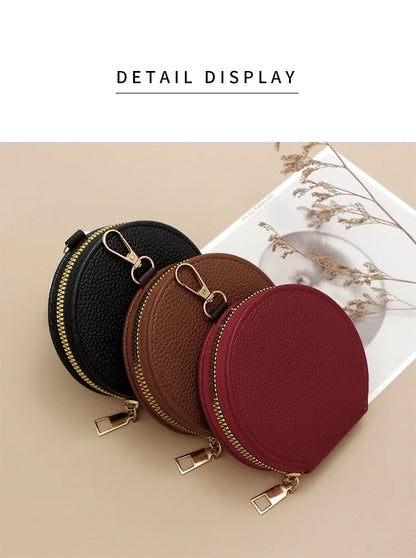 Cute Circular Zipper Coin Purse – Student Card Holder & Key Pouch