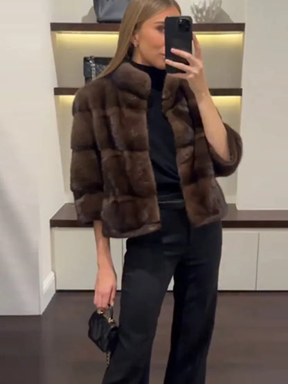 Brown Real Fur Coat – 6-Way Convertible Multi-Length Women’s Overcoat
