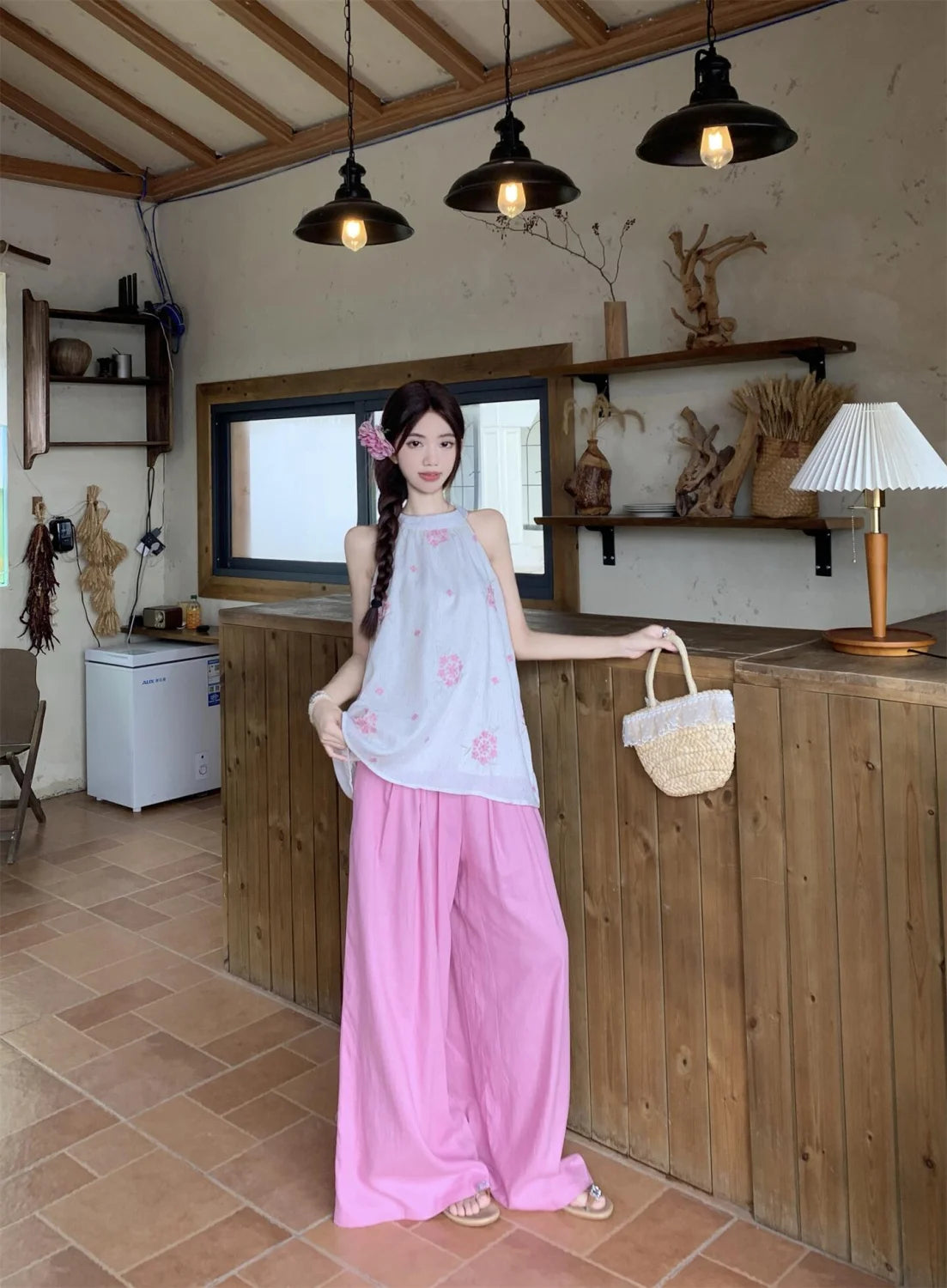 Women’s Stylish Two-Piece – Printed Sleeveless Top & Pants