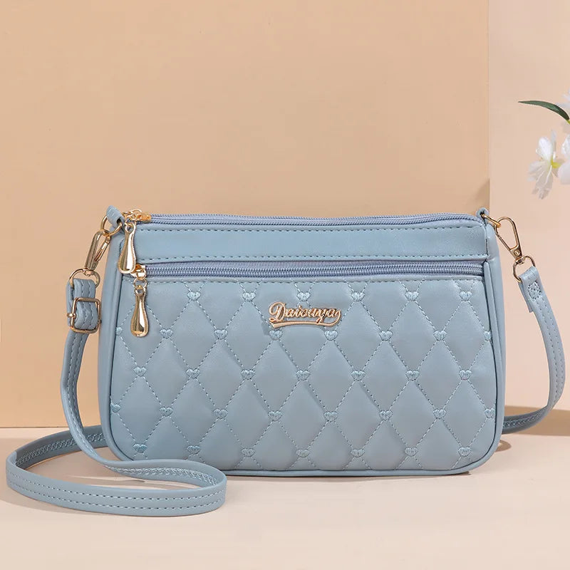 Women’s Leather Handbag – Embroidered Messenger Bag for Daily Use
