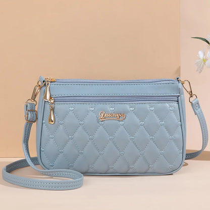 Women’s Leather Handbag – Embroidered Messenger Bag for Daily Use