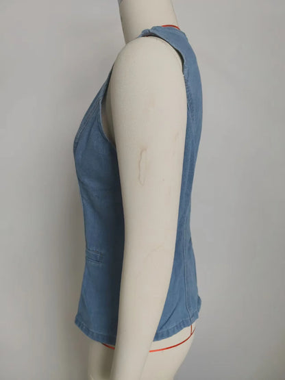 Trendy Two-Piece Set – Sleeveless Darted Vest with Wide-Leg Trousers