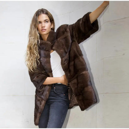 Brown Real Fur Coat – 6-Way Convertible Multi-Length Women’s Overcoat