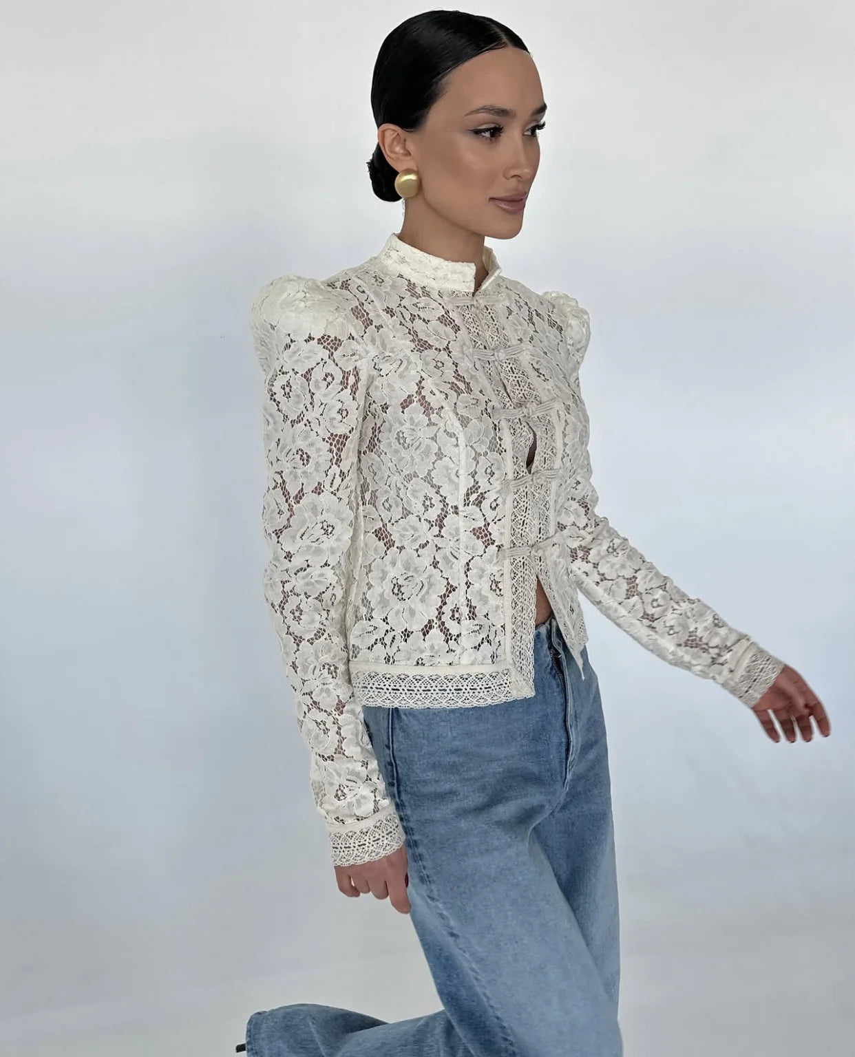 Fashion Commute Top – Hollow Out Lace See-Through Shirt