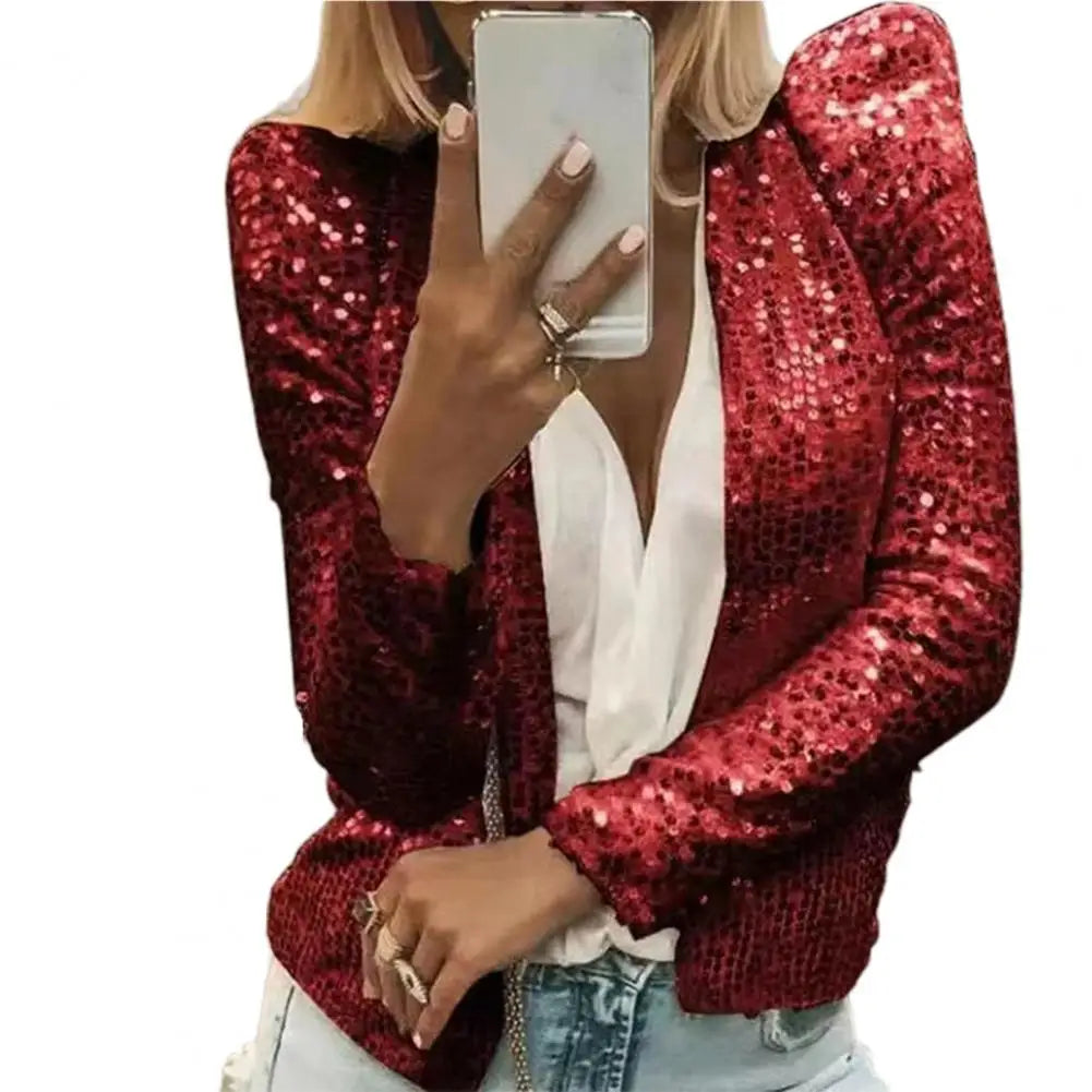 Shiny & Chic – Glitter Sequin Loose Jacket for Women
