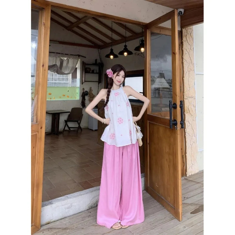 Women’s Stylish Two-Piece – Printed Sleeveless Top & Pants