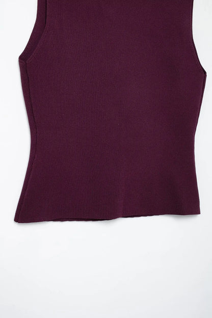 Wine Red Knitted Vest & High Waist Long Skirt – TRAFZA 2025 Women’s Set