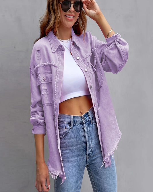 Casual Loose Denim Shirt – Women’s Vintage Oversized Autumn Top