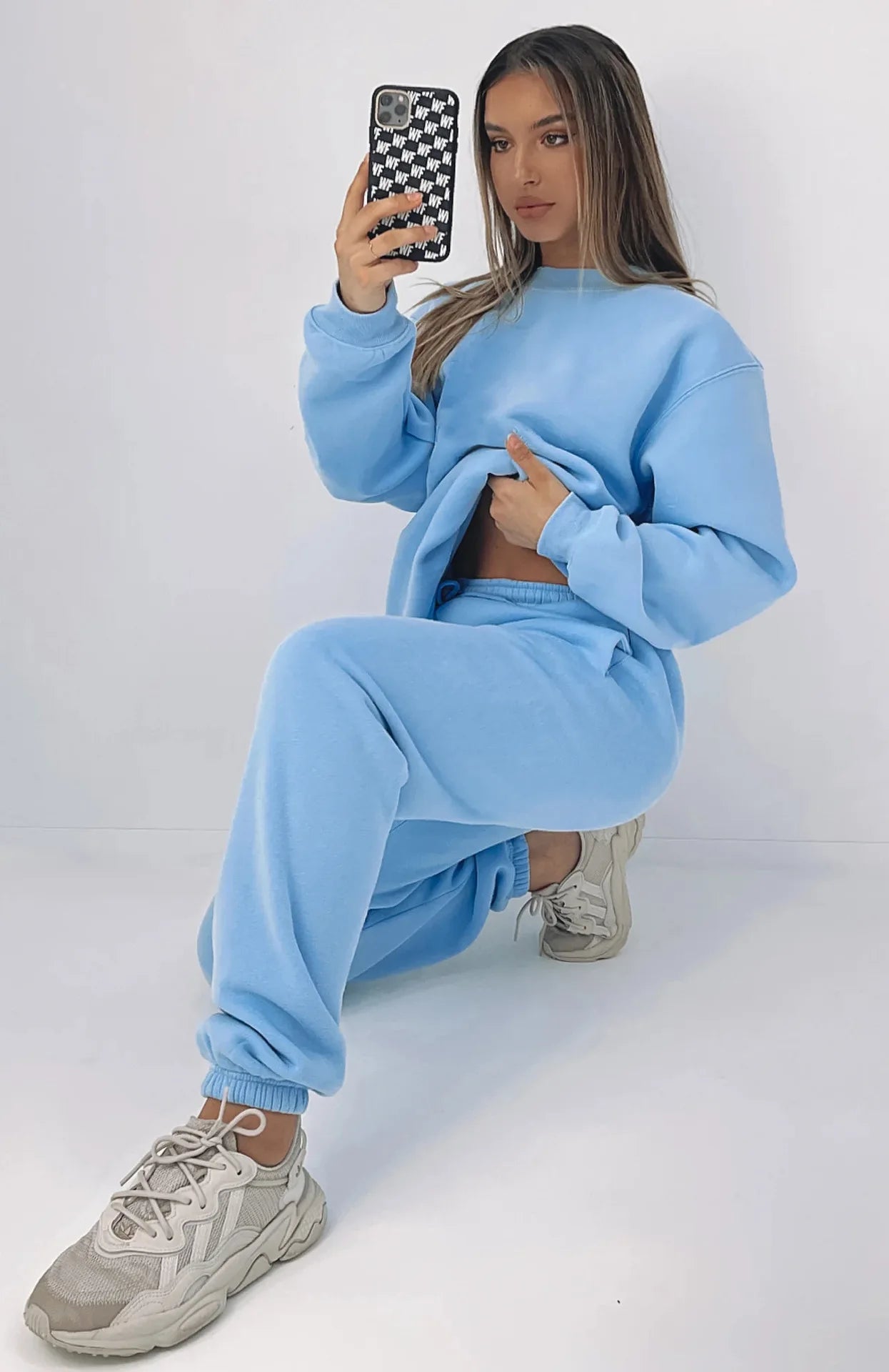 Fashion Women’s Tracksuit – Round Neck Hoodie with Lace-Up Pants
