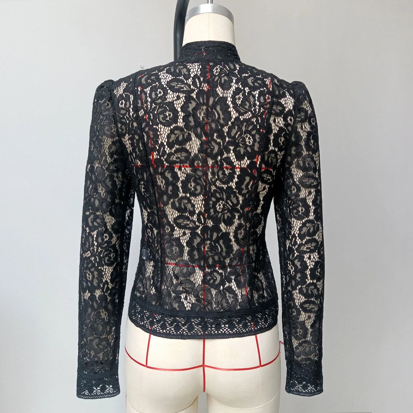 Fashion Commute Top – Hollow Out Lace See-Through Shirt