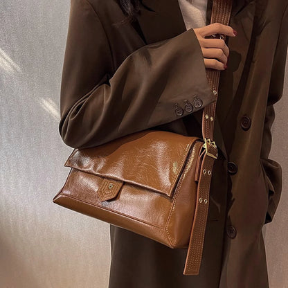 Autumn Winter Women’s Tote Bag – FOXER Simple Split Leather Crossbody Bag
