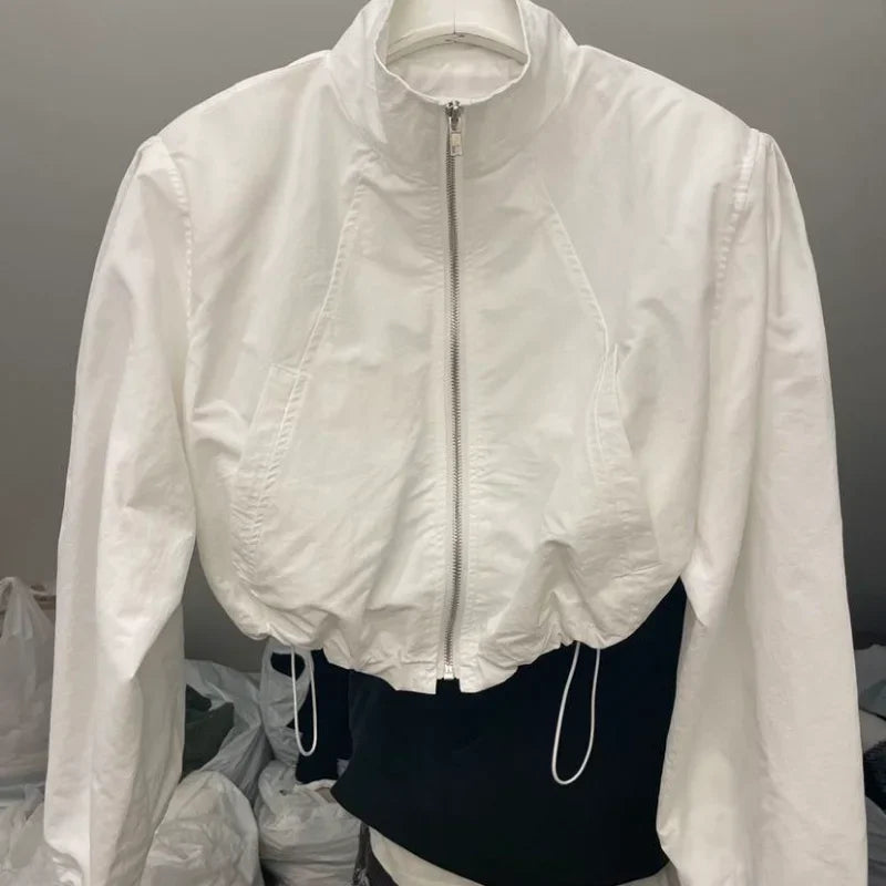 Street Style Cropped Jacket – Fashionable Oversized Women’s Wear