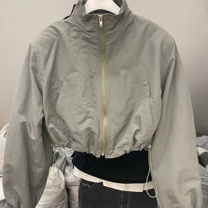 Street Style Cropped Jacket – Fashionable Oversized Women’s Wear
