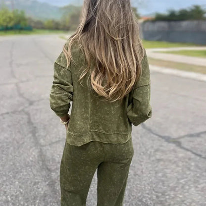 Trendy Women’s Sports Suit – Casual Hoodie & Lace-Up Pants Set