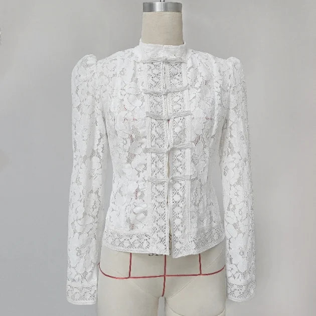 Fashion Commute Top – Hollow Out Lace See-Through Shirt