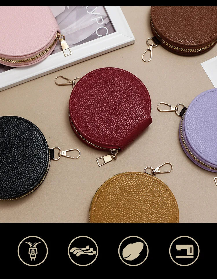 Cute Circular Zipper Coin Purse – Student Card Holder & Key Pouch