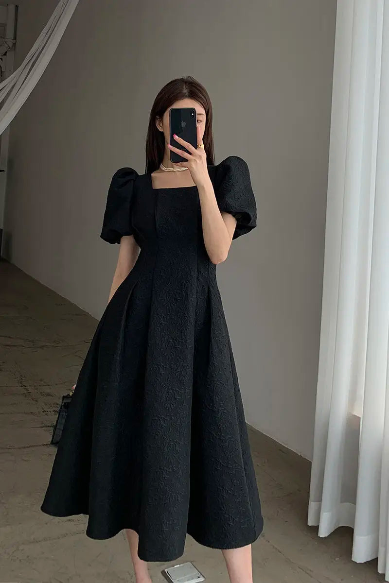Elegant One-Piece Dress – Classy Black Vintage Midi Dress