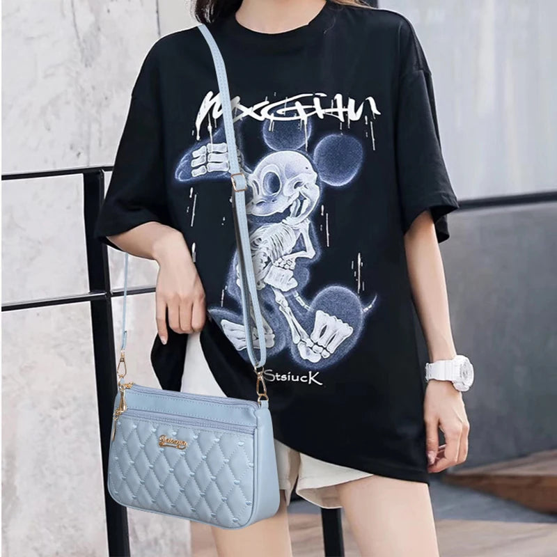 Women’s Leather Handbag – Embroidered Messenger Bag for Daily Use