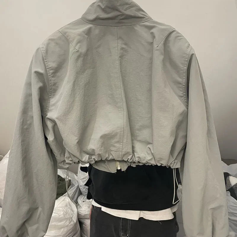 Street Style Cropped Jacket – Fashionable Oversized Women’s Wear