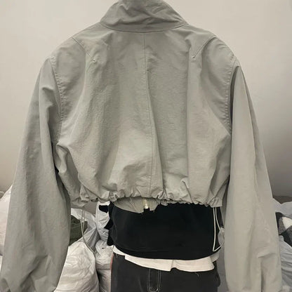 Street Style Cropped Jacket – Fashionable Oversized Women’s Wear