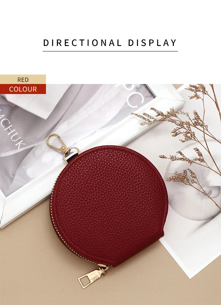 Cute Circular Zipper Coin Purse – Student Card Holder & Key Pouch
