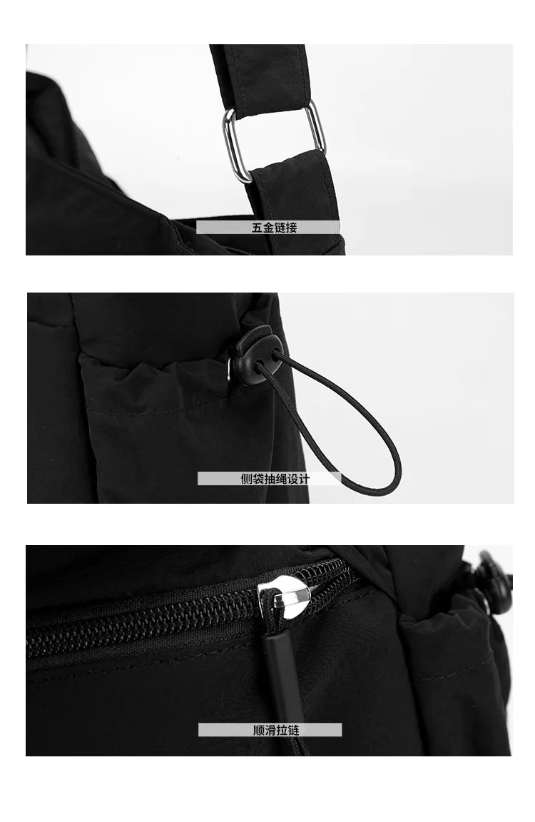 Lightweight Ladies Shoulder Bag – Solid Color Waterproof Crossbody Bag