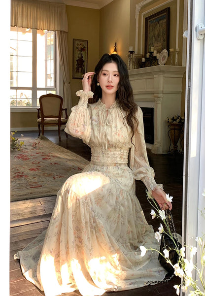 Trendy Women’s Beach Dress – Bohemian Long Sleeve Chiffon Dress