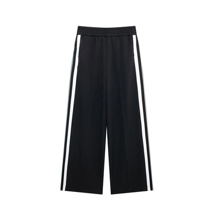 TRAFZA Vintage Women’s Outfit – Short Black Jacket & Black White Patchwork Pants