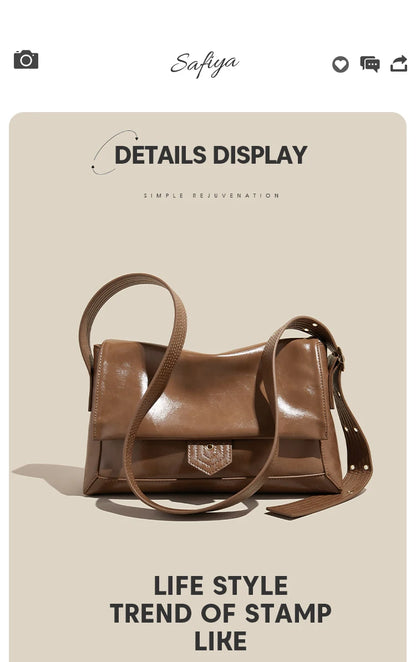 Autumn Winter Women’s Tote Bag – FOXER Simple Split Leather Crossbody Bag