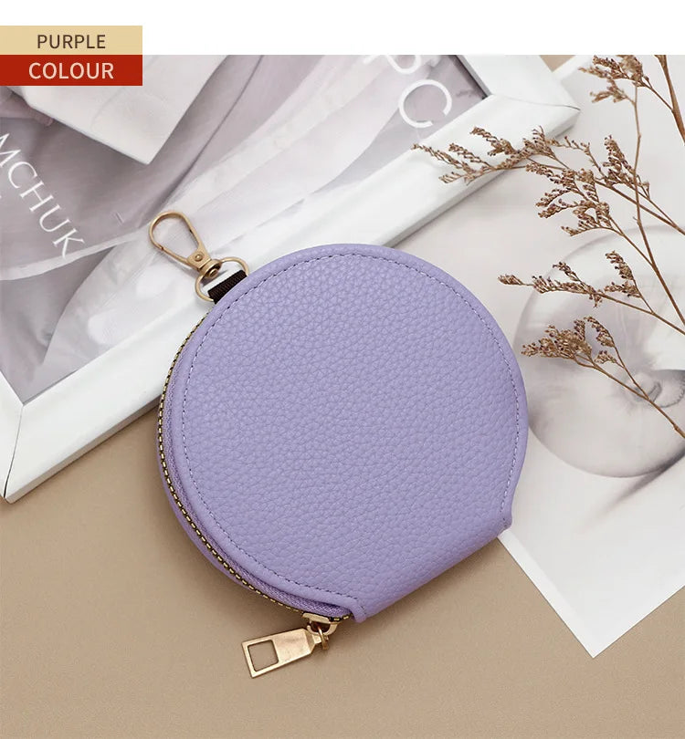 Cute Circular Zipper Coin Purse – Student Card Holder & Key Pouch