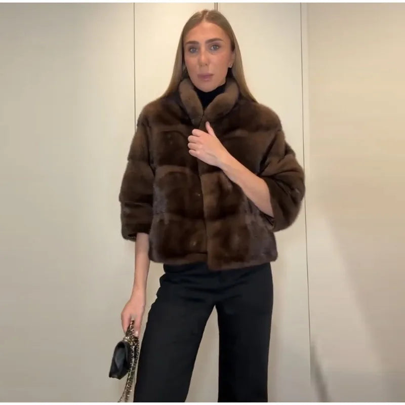 Brown Real Fur Coat – 6-Way Convertible Multi-Length Women’s Overcoat