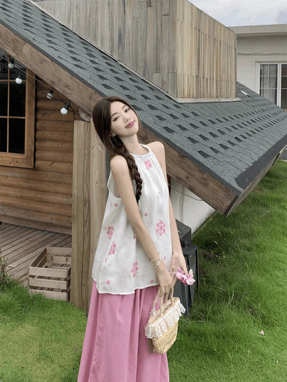 Women’s Stylish Two-Piece – Printed Sleeveless Top & Pants
