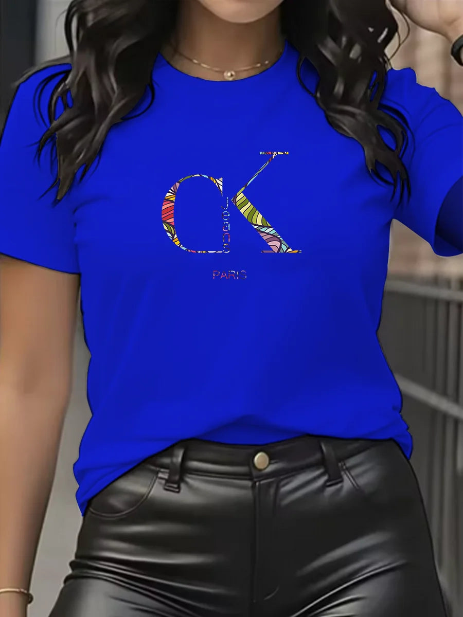 Chic & Casual – Women’s Luxury Cartoon Crew Neck Tee