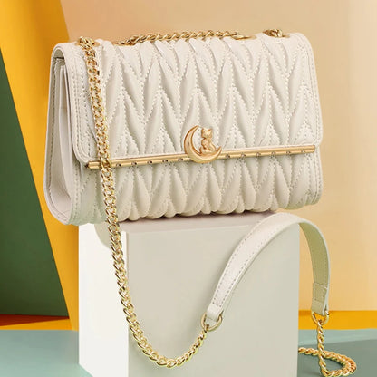 Women’s FOXER Fashion Chain Shoulder Bag – Square Crossbody Purse