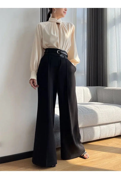 Fashion Spring Blouse – Hollow Puff Sleeve Solid Color Women’s Top
