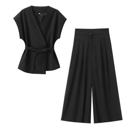 2025 Spring Summer 2-Piece Commuter Suit – Women’s Sleeveless Top & Pants