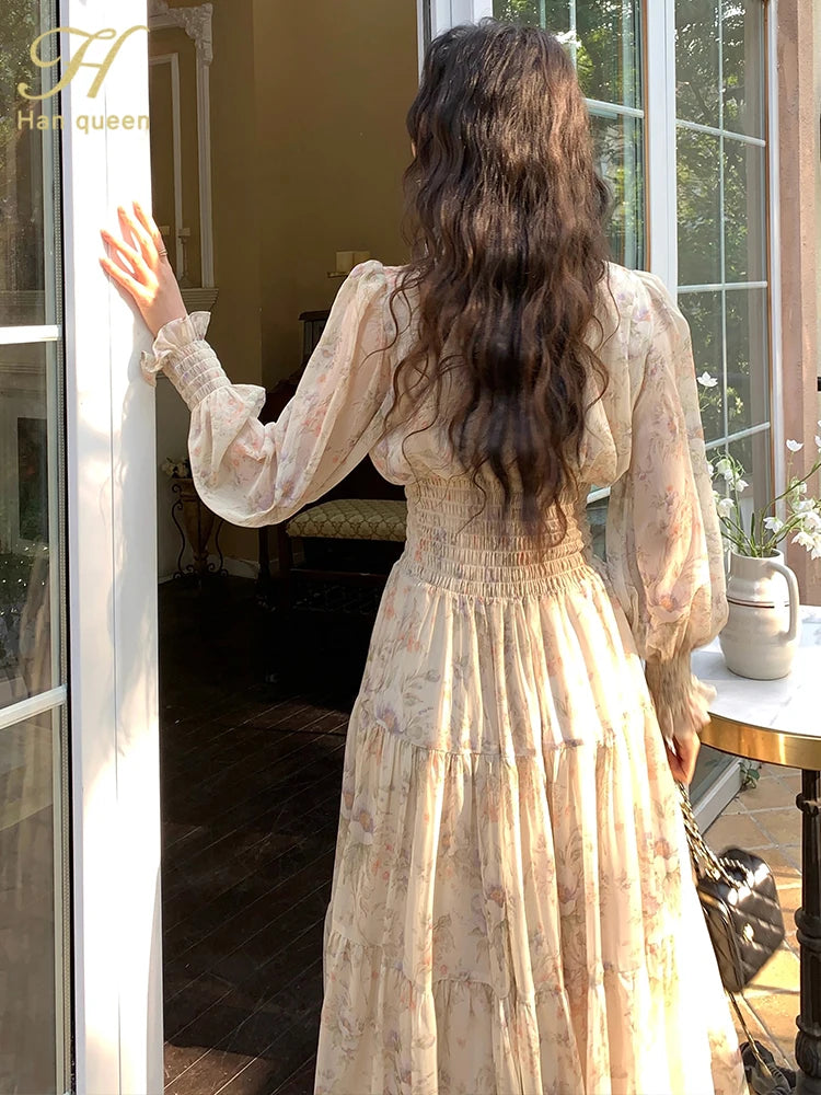 Trendy Women’s Beach Dress – Bohemian Long Sleeve Chiffon Dress
