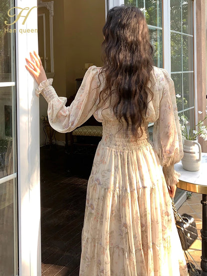 Trendy Women’s Beach Dress – Bohemian Long Sleeve Chiffon Dress