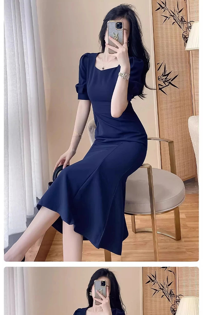 Women’s Stylish Summer Dress – High Waist Slimming Korean Dress