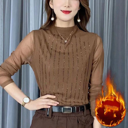 Street Style Two-Piece Layer – Long Sleeve Hollow Pullover for Women