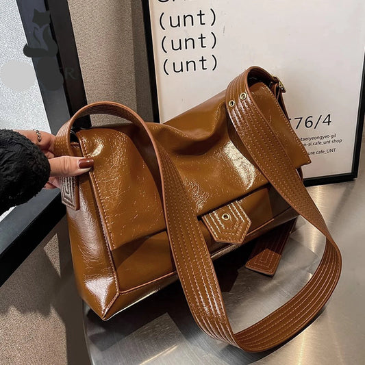 Autumn Winter Women’s Tote Bag – FOXER Simple Split Leather Crossbody Bag