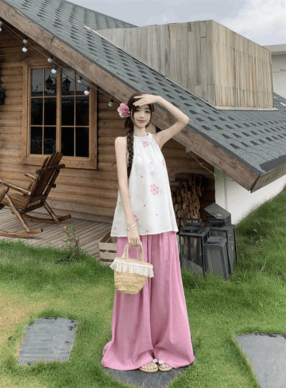 Women’s Stylish Two-Piece – Printed Sleeveless Top & Pants