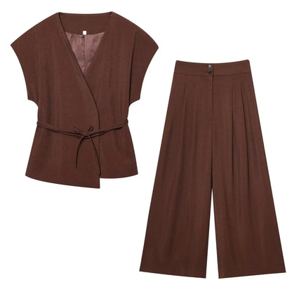 2025 Spring Summer 2-Piece Commuter Suit – Women’s Sleeveless Top & Pants