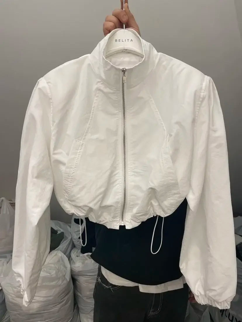Street Style Cropped Jacket – Fashionable Oversized Women’s Wear