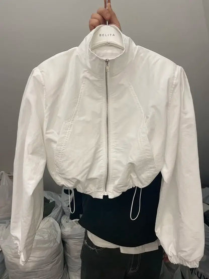 Street Style Cropped Jacket – Fashionable Oversized Women’s Wear