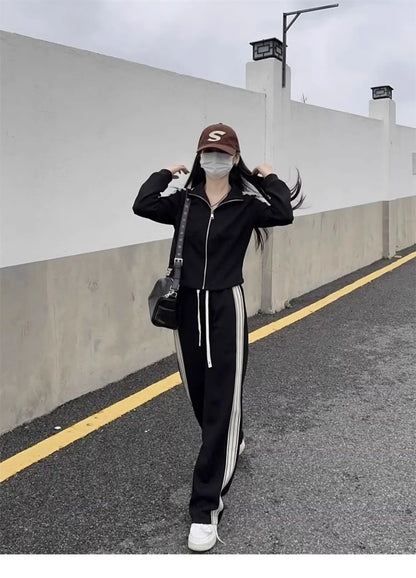 Running Outfit Women – Casual Open Cardigan 2-Piece Set