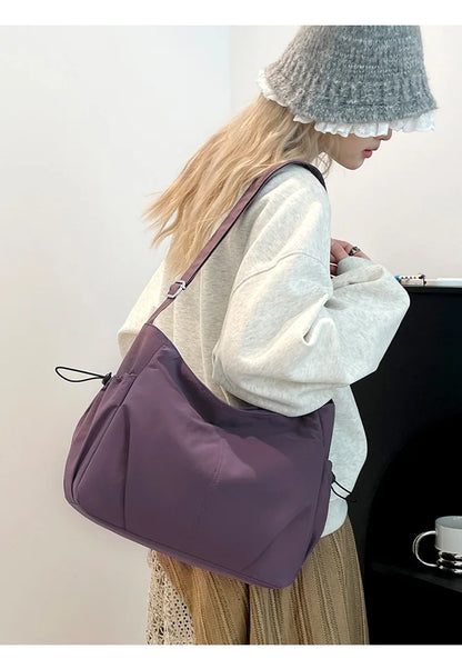 Lightweight Ladies Shoulder Bag – Solid Color Waterproof Crossbody Bag